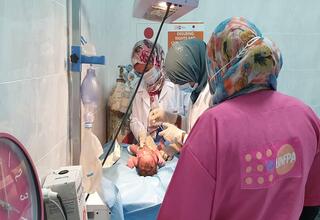 Teams of health care workers, including obstetricians/gynaecologists and midwives, serve two-month stints at various facilities throughout Libya to help address shortages in personnel. © UNFPA Libya