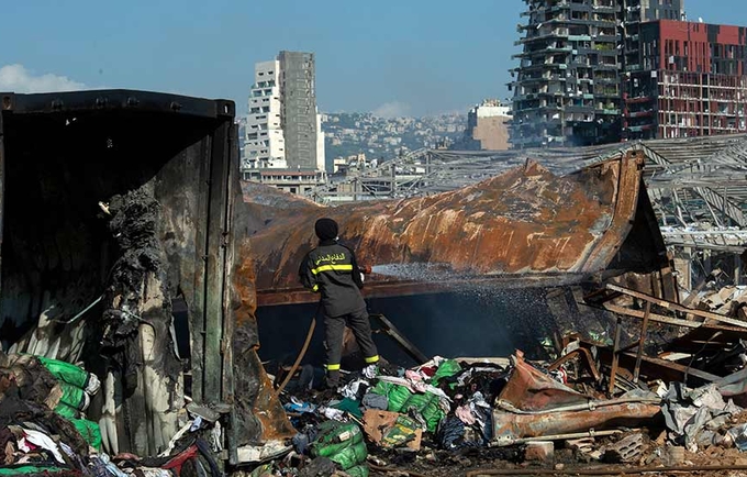 دمر الانفجار ، وما تلاه من توابع ، أجزاء كبيرة من بيروت. © صور الأمم المتحدة / باسكوال غوريز