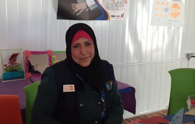 Fatima at the Zaatari women’s centre where she volunteers as an art instructor. 