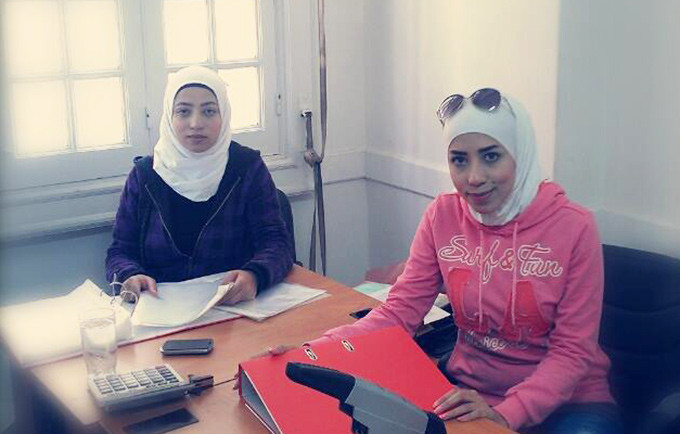 Huda (right) sits at a UNFPA-supported safe space in Alexandria, Egypt. She fled the violence in Syria three years ago and struggled to support herself. Now, she is working on behalf of other women refugees. Photo courtesy of Huda.