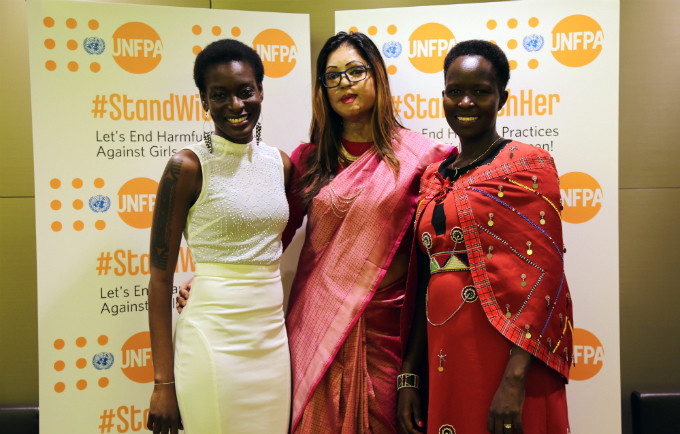 (Left to right) Sheilla Akwara, Monica Singh and Kakenya Ntaiya spoke about their personal experiences with harmful practices during The Time is Now! © UNFPA/Runa A