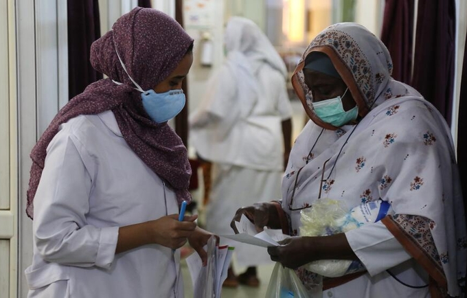 Midwives at a UNFPA-supported hospital in Sudan before the crisis destroyed at least two out of three hospitals, leaving more th