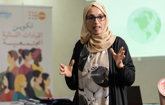 Aicha during her participation in the information session on SRH conducted by midwives. ©UNFPA Morocco/Hassan Chabbi