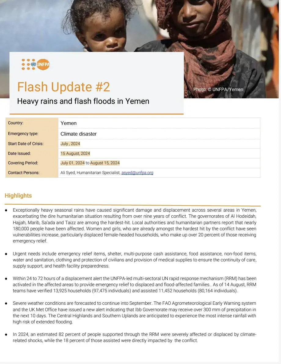 UNFPA Yemen Flash Update #2