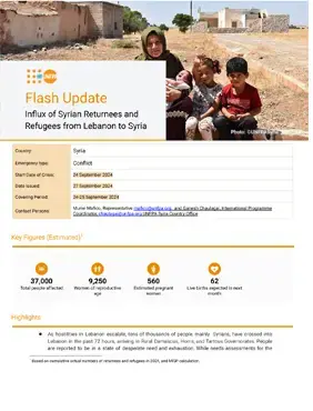 Flash Update on the Influx of Syrian Returnees and Refugees from Lebanon to Syria - September 2024