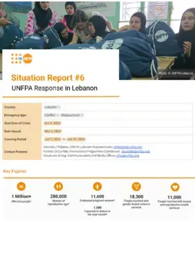 Situation Report #6 UNFPA Response in Lebanon