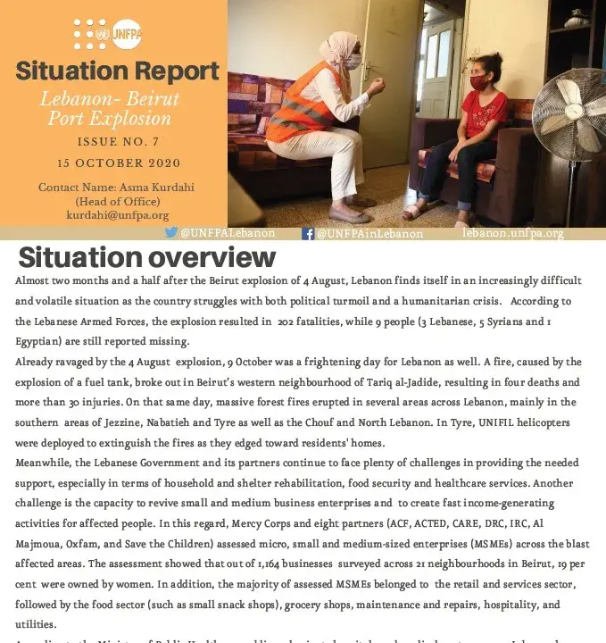 Beirut Explosion Situation Report No.7