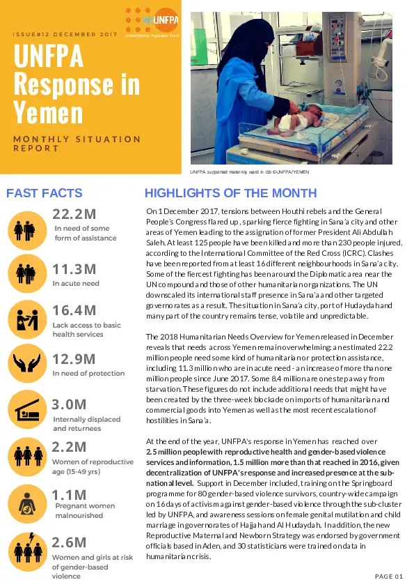 UNFPA Response in Yemen #Issue 12 - December 2017