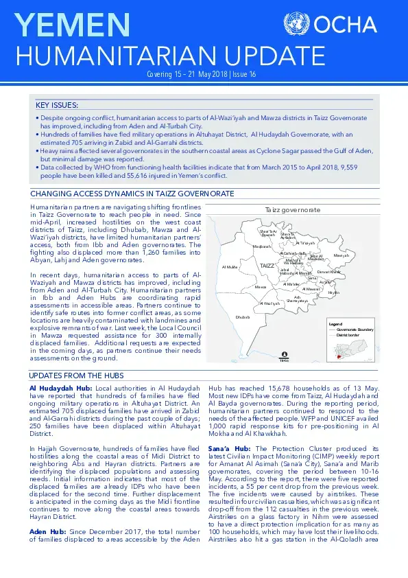 Yemen Humanitarian Update 